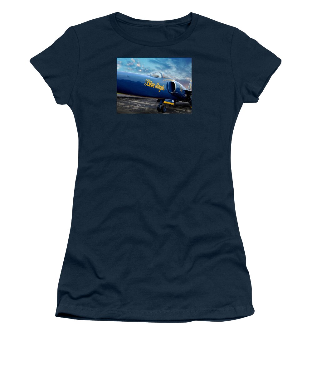 Blue Angels Women's T-Shirt featuring the photograph Blue Angels Grumman F11 by Rod Seel