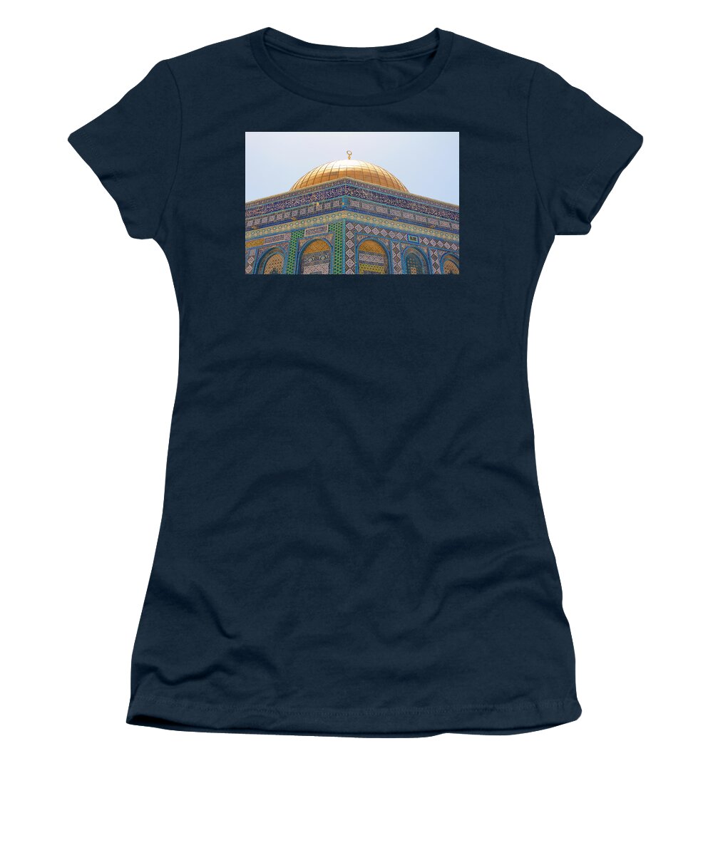 Dome Of The Rock Women's T-Shirt featuring the photograph Blue Arches by Munir Alawi