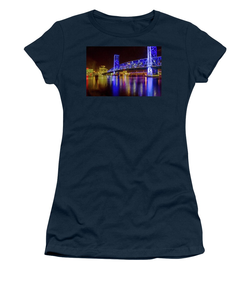 Night Women's T-Shirt featuring the photograph Blue Bridge 2 by Arthur Dodd