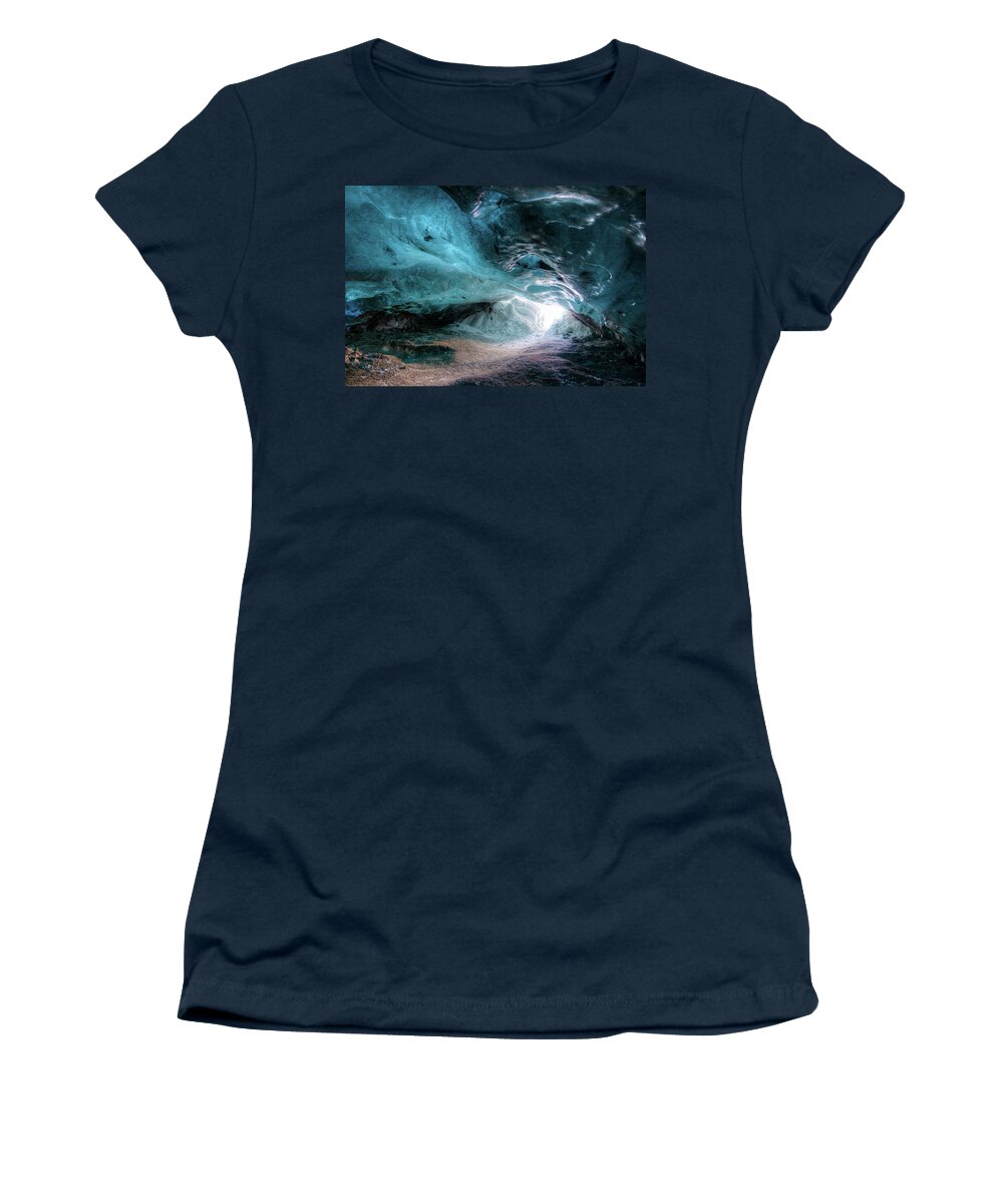 Ice Cave Women's T-Shirt featuring the photograph Blue Glacier Ice Cave by Gregory Payne