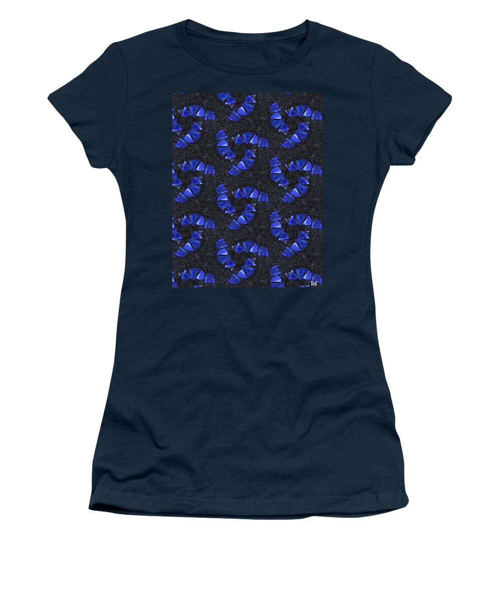 Acrylics Women's T-Shirt featuring the mixed media Blue Glass by Maria Watt