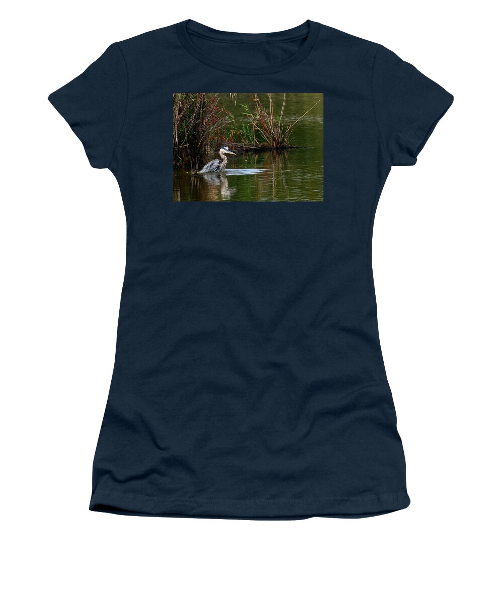 Ardea Herodias Women's T-Shirt featuring the photograph Blue Heron Pond by Patrick Wolf