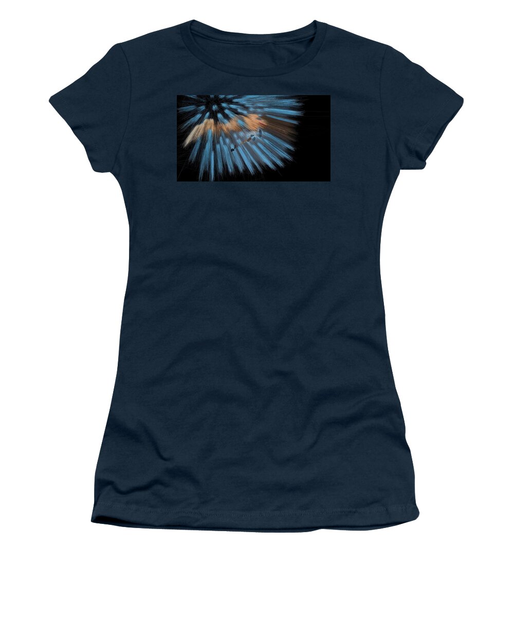 Vorotrans Women's T-Shirt featuring the digital art Blue Label LP Goddess Teleport by Stephane Poirier