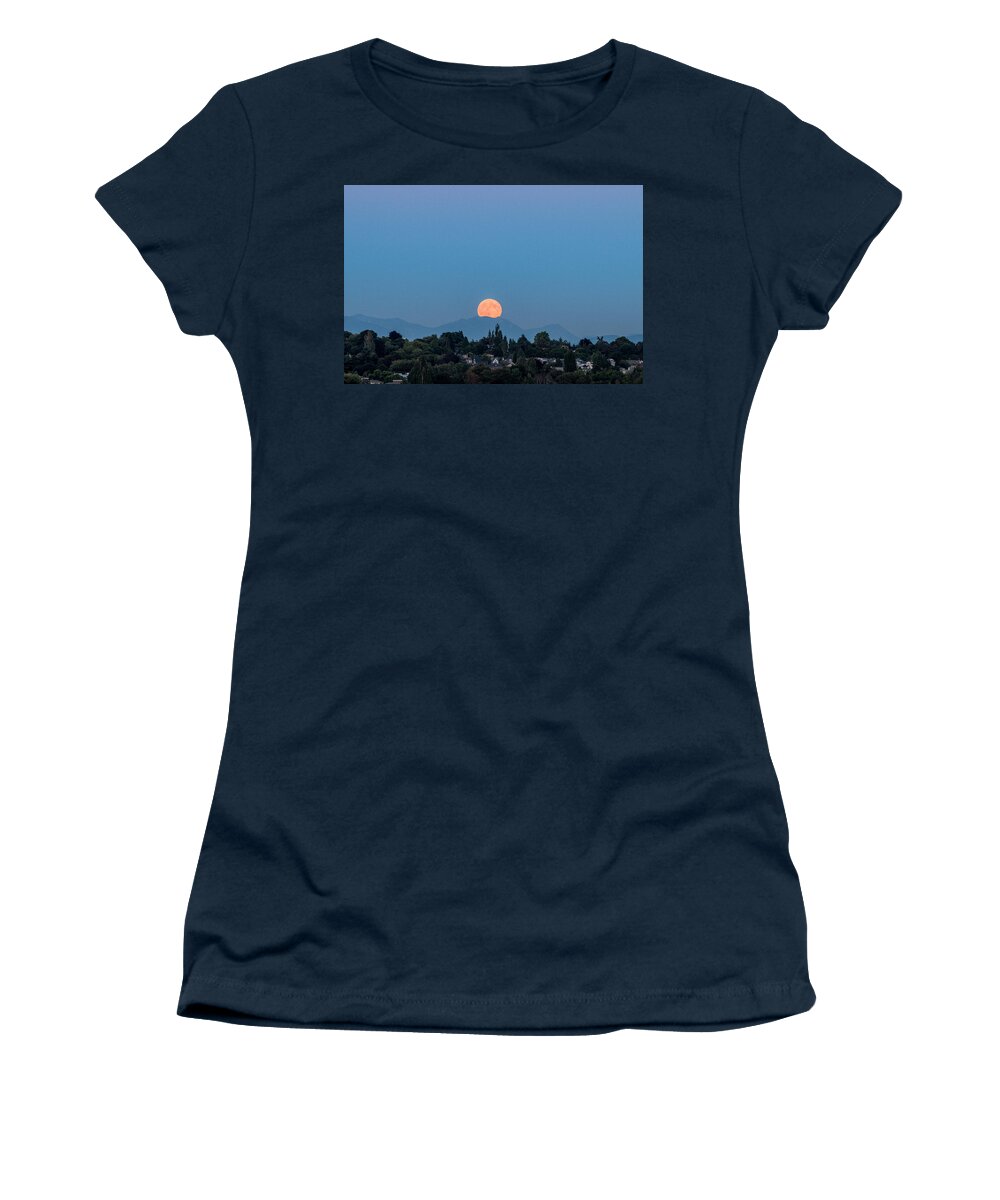 Moon Rise Women's T-Shirt featuring the photograph Blue Moon.2 by E Faithe Lester