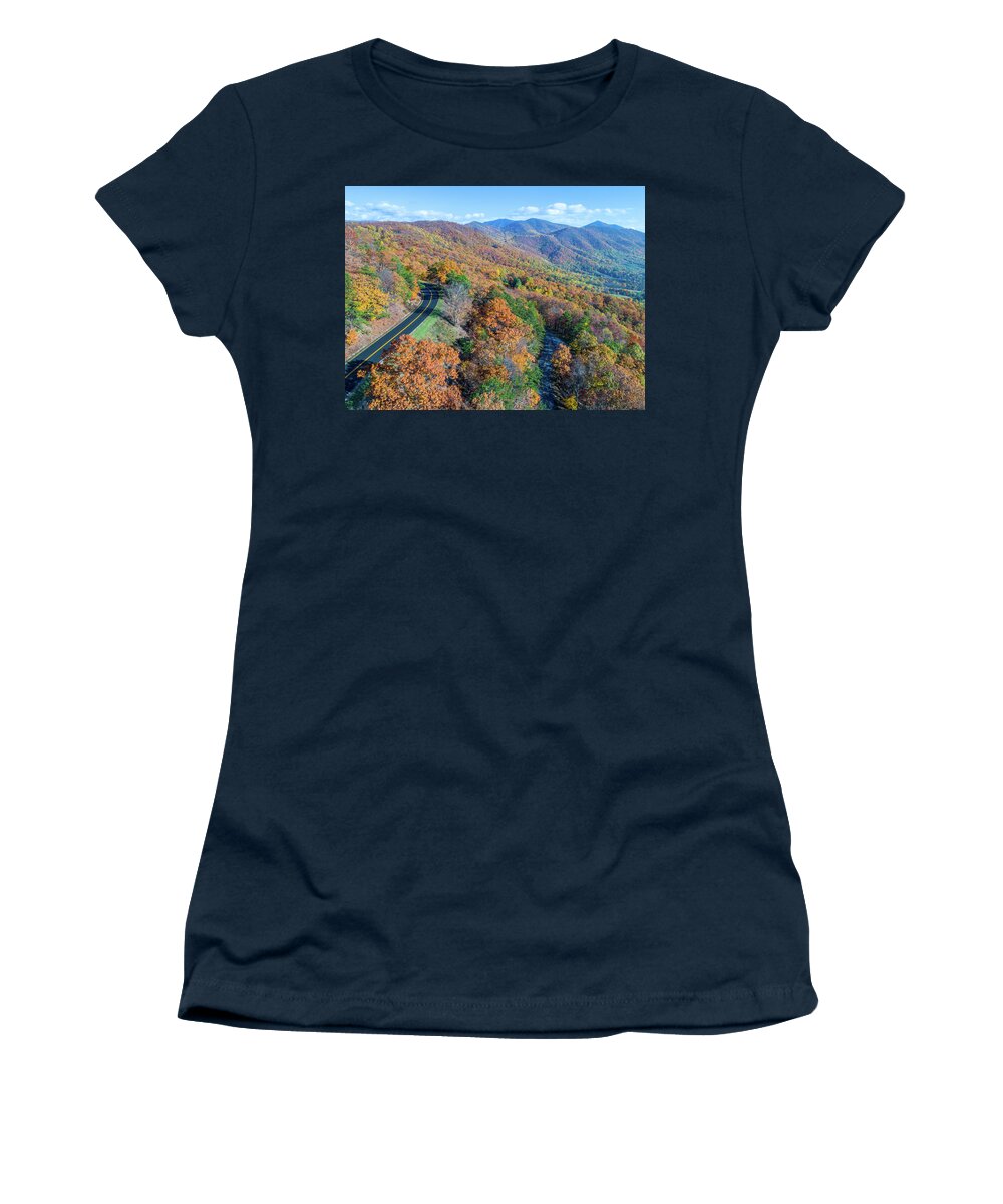 Blue Ridge Parkway Women's T-Shirt featuring the photograph Blue Ridge Parkway Fall Colors 3 by Star City SkyCams