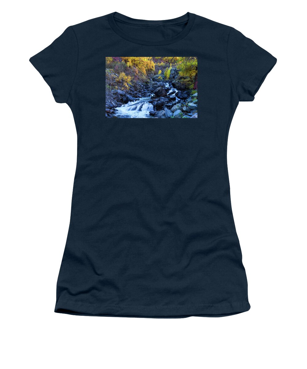 River Women's T-Shirt featuring the photograph Blue river by Paul MAURICE