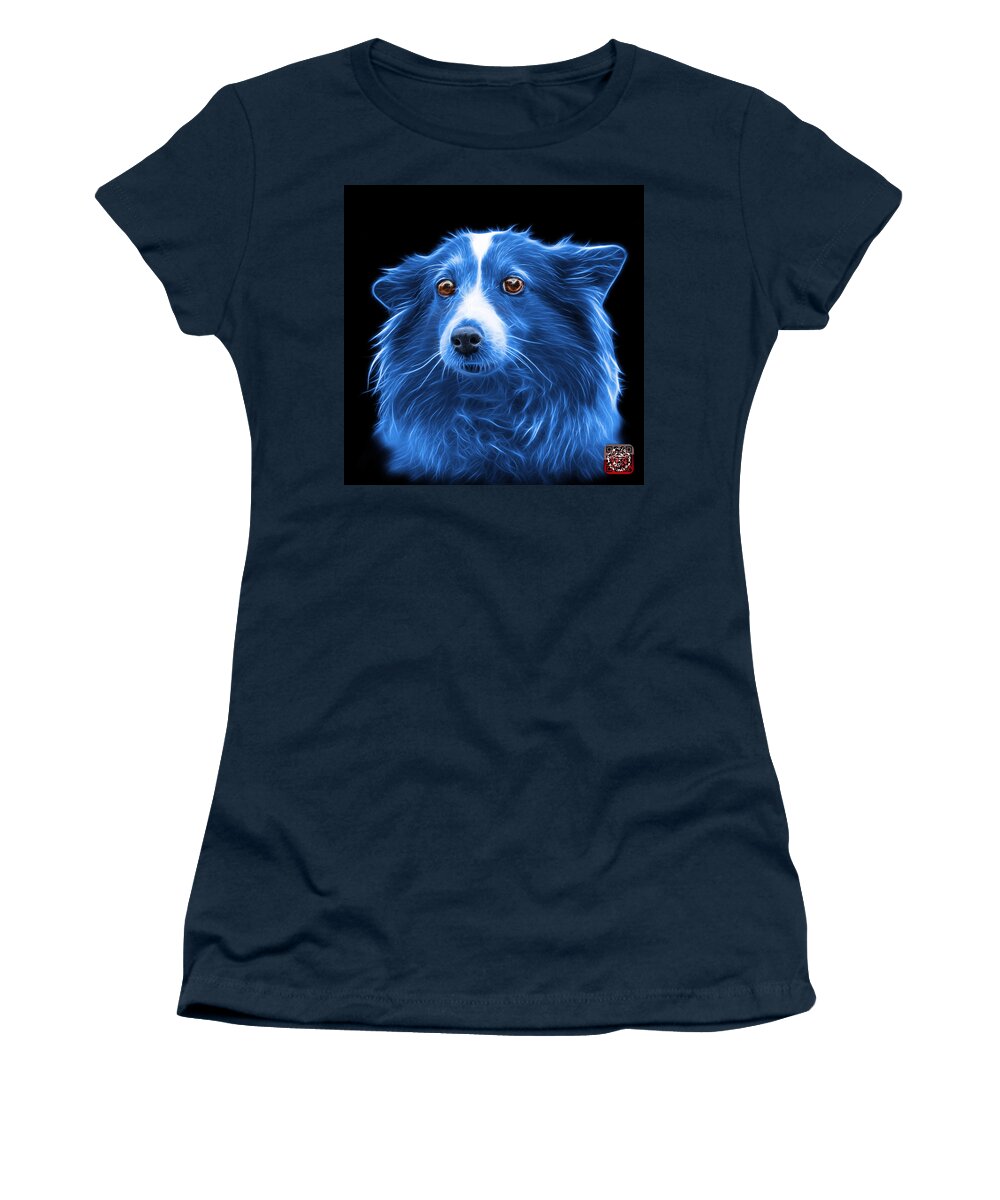 Sheltie Women's T-Shirt featuring the mixed media Blue Shetland Sheepdog Dog Art 9973 - BB by James Ahn