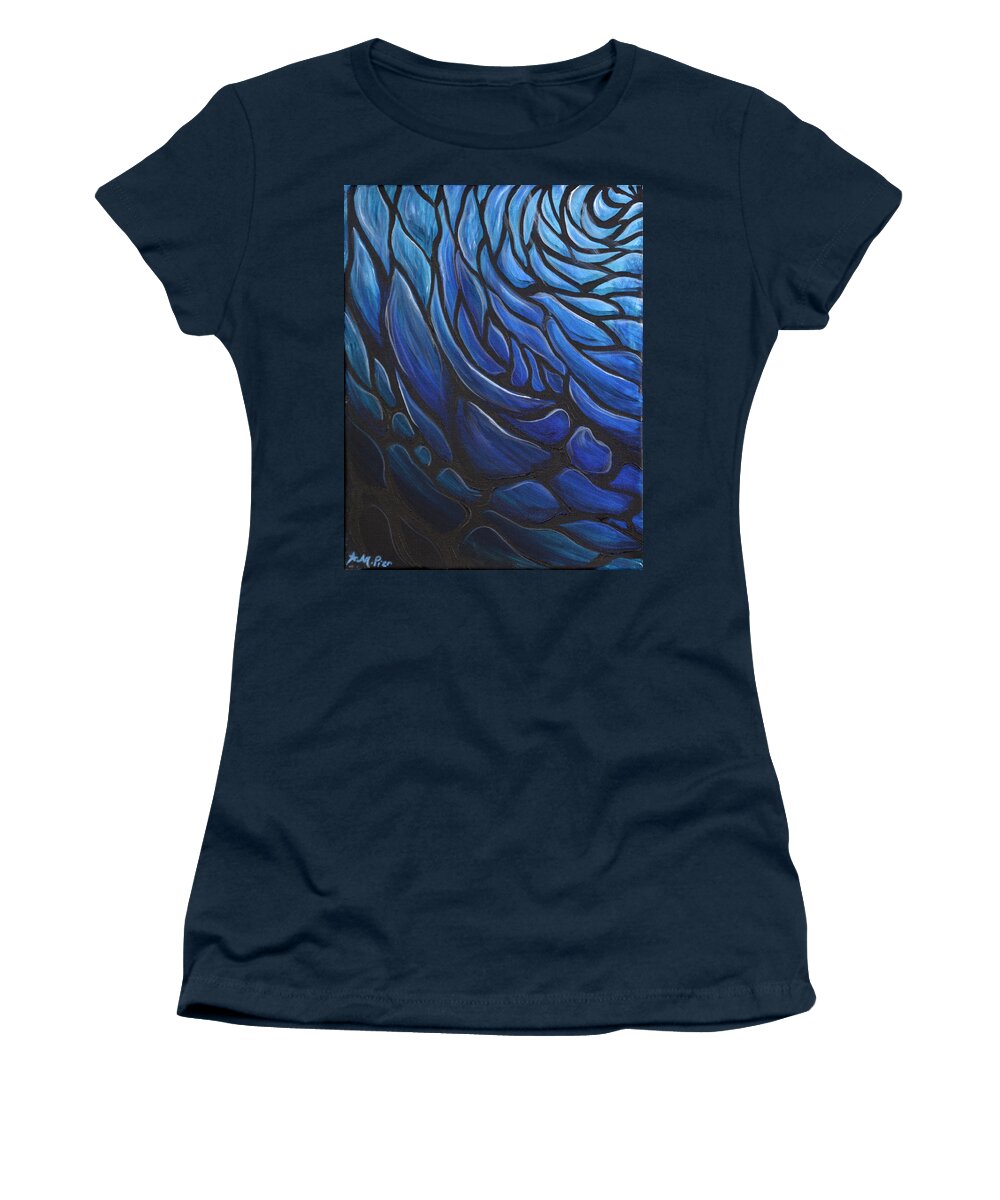 Blue Women's T-Shirt featuring the painting Blue Stained Glass by Michelle Pier