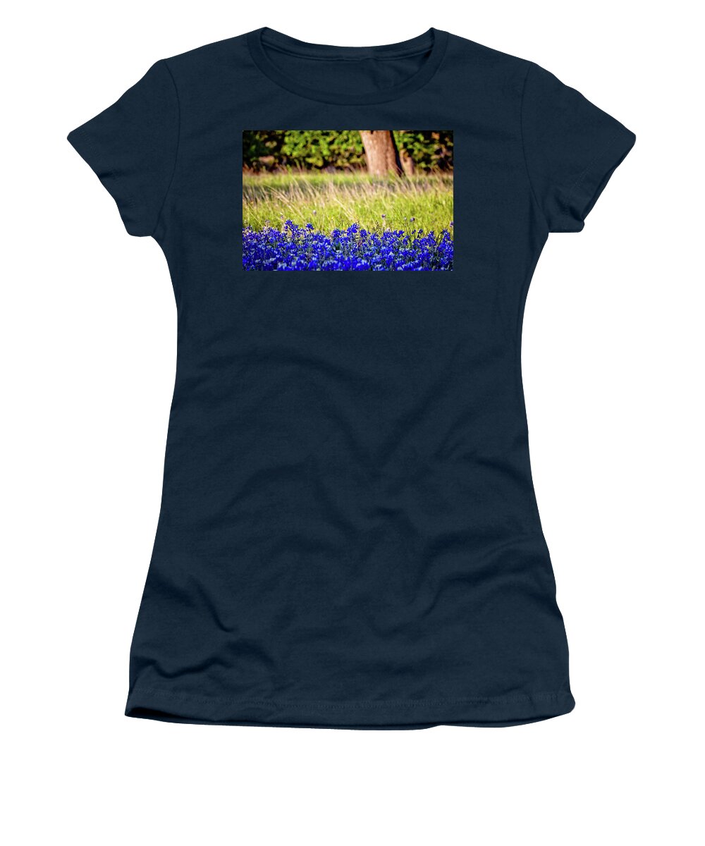Bluebonnets Women's T-Shirt featuring the photograph Bluebonnet Layers by Linda Unger