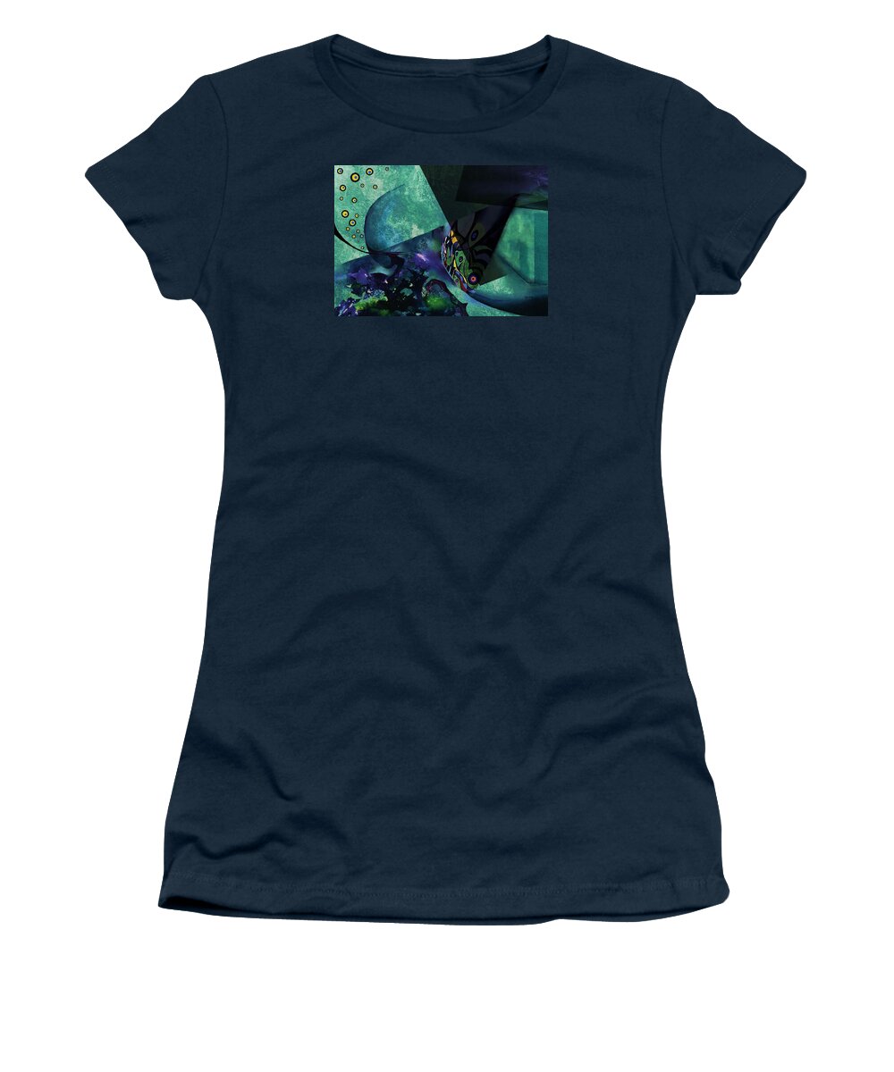 Sigita Women's T-Shirt featuring the painting Bluegreen Scenery by Wolfgang Schweizer