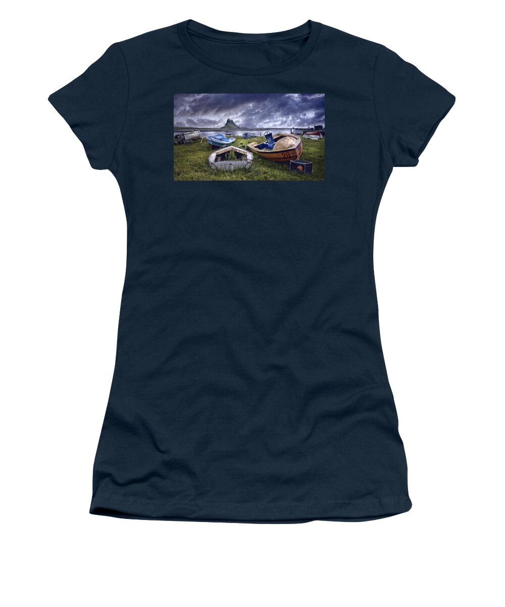 Lindisfarne Women's T-Shirt featuring the photograph Boats at Lindisfarne by Brian Tarr