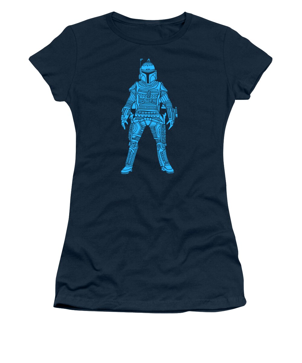 Boba Women's T-Shirt featuring the mixed media Boba Fett - Star Wars Art, Blue by Studio Grafiikka