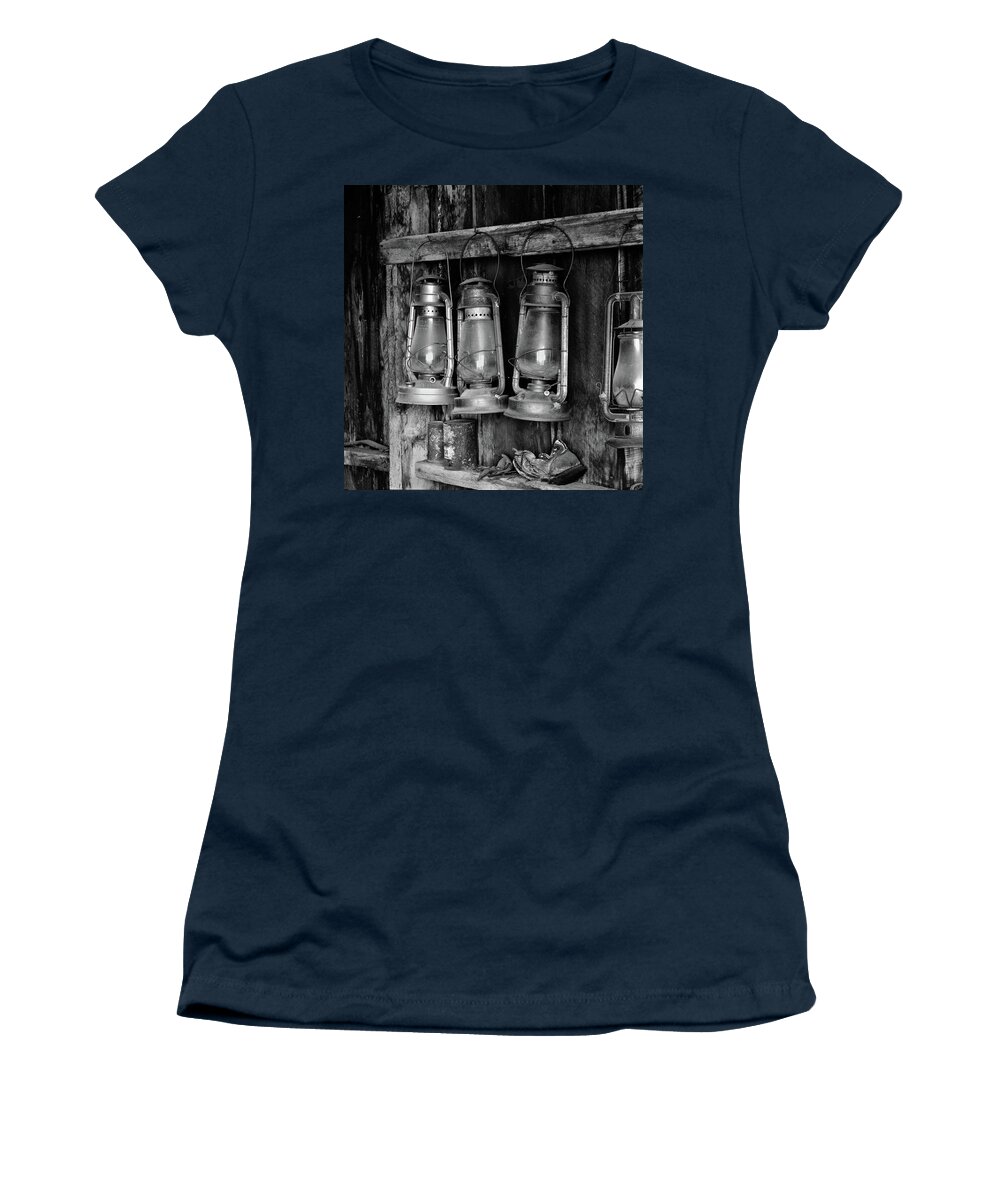 Bodie California Women's T-Shirt featuring the photograph Bodie Lanterns by Tom Singleton