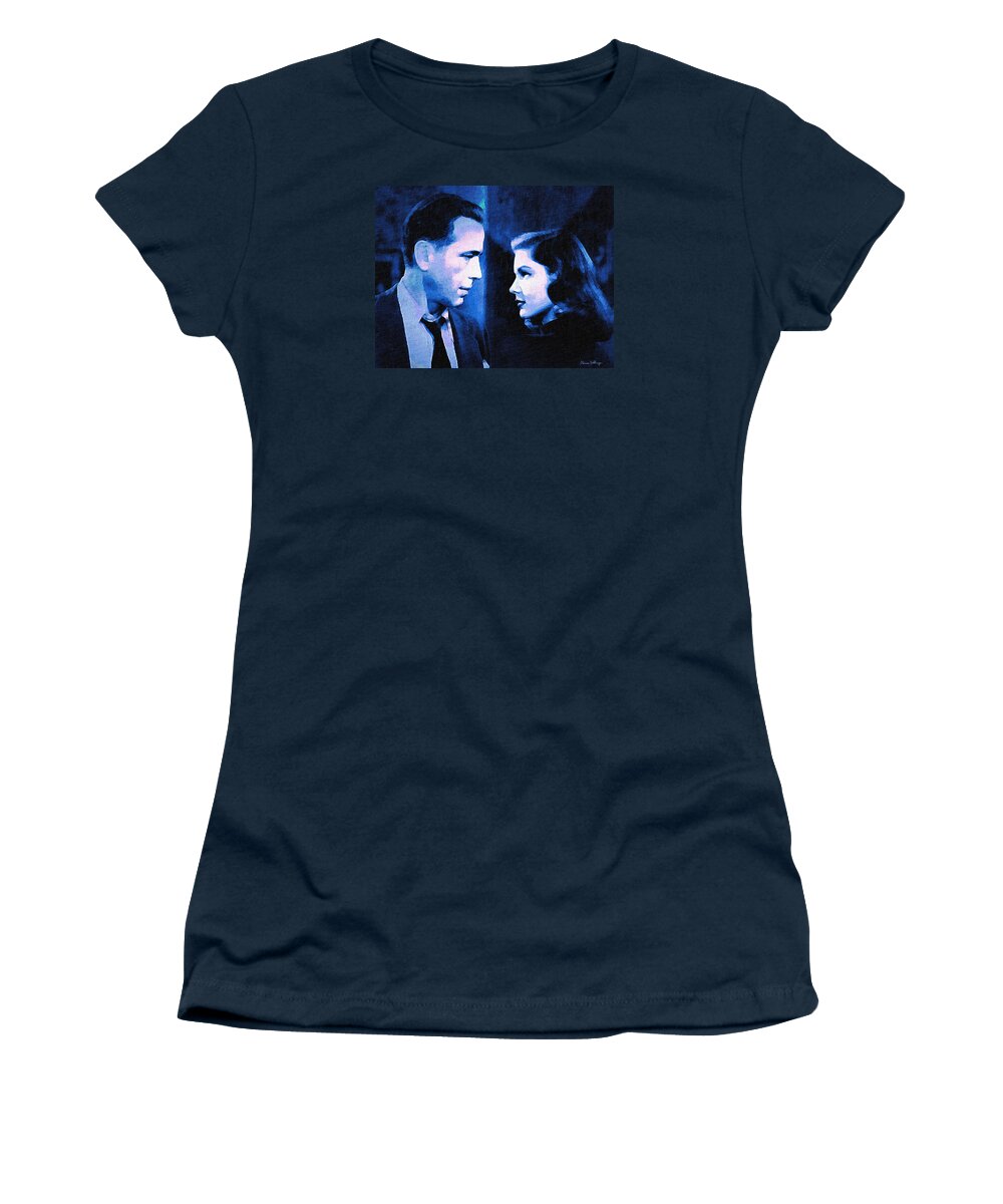 Bacall Women's T-Shirt featuring the digital art Bogart and Bacall - The Big Sleep by Alicia Hollinger