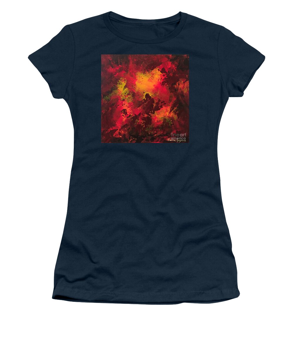 Abstract Women's T-Shirt featuring the painting Bonfire by Claire Gagnon