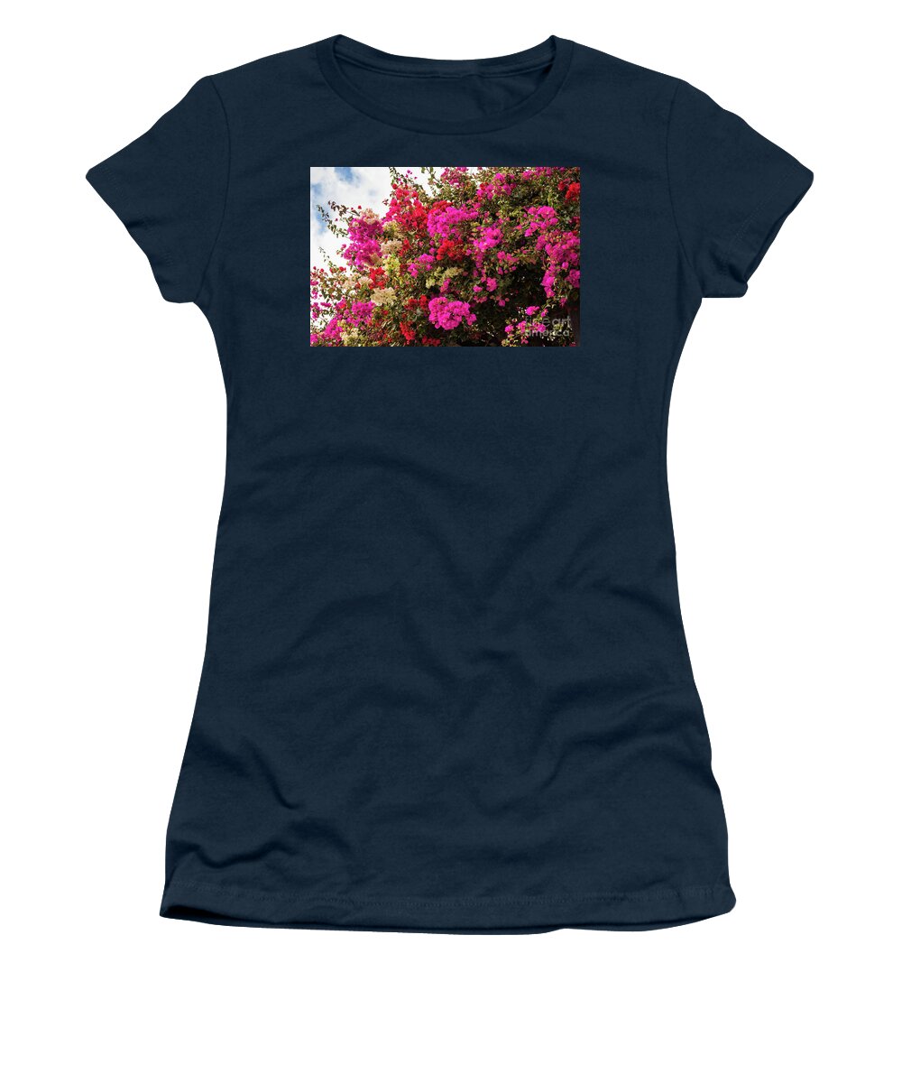 Bougainvillea Women's T-Shirt featuring the photograph Bougainvillea in Funchal by Eva Lechner