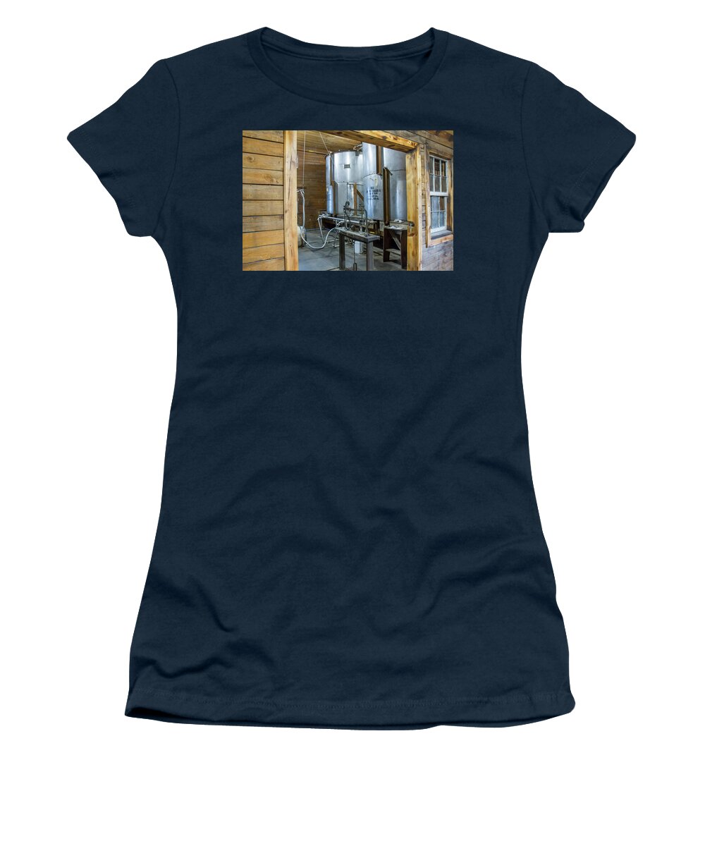 American Women's T-Shirt featuring the photograph Bourbon distillery barrel filling room by Karen Foley