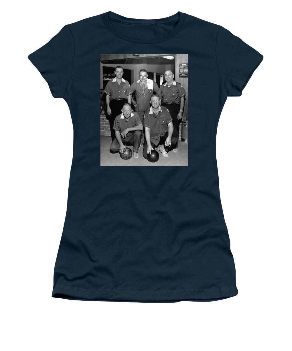 1940s Women's T-Shirt featuring the photograph Bowling Team Portrait by Underwood Archives