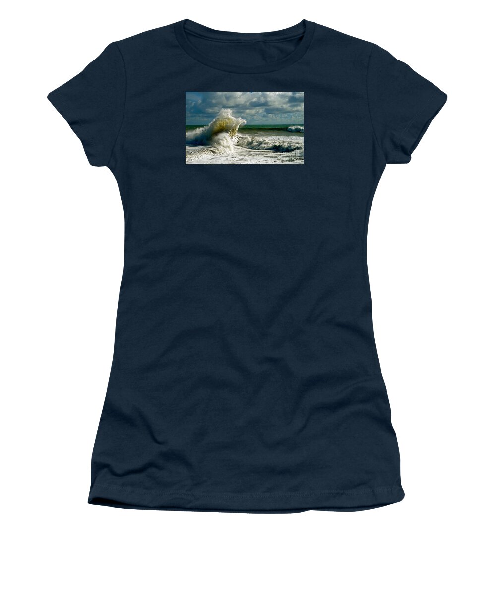 Breakwater Women's T-Shirt featuring the photograph Breakwater Backwash by Michael Cinnamond