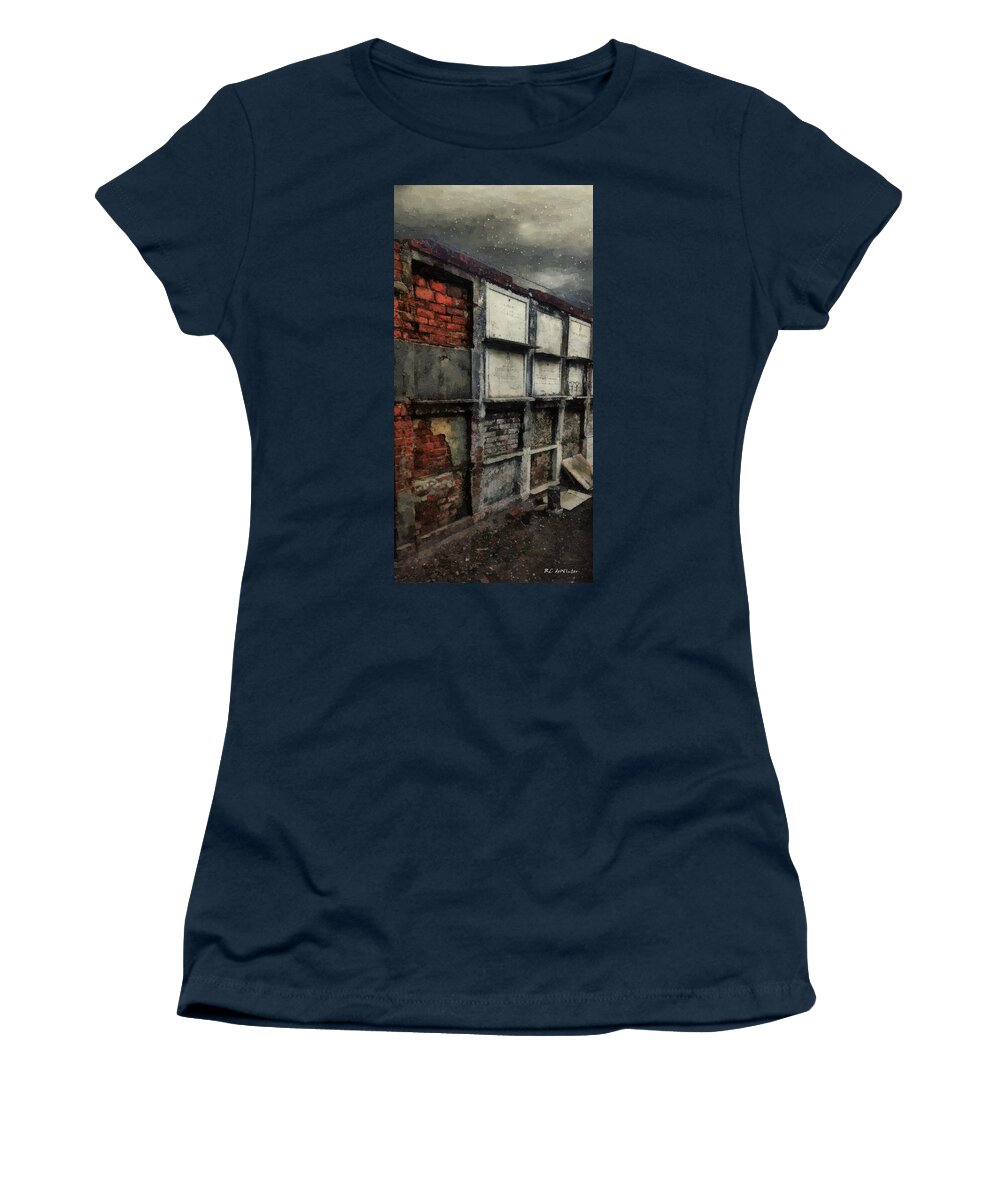 Cemetery Women's T-Shirt featuring the painting Bricks and Bones by RC DeWinter