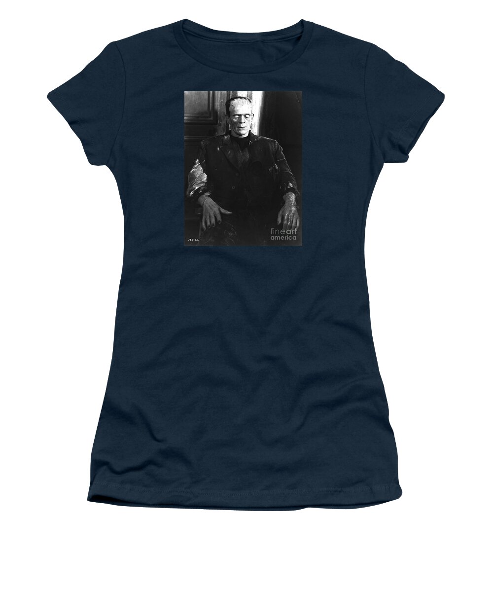 Bride Women's T-Shirt featuring the photograph Bride of Frankenstein Boris Karloff by Vintage Collectables
