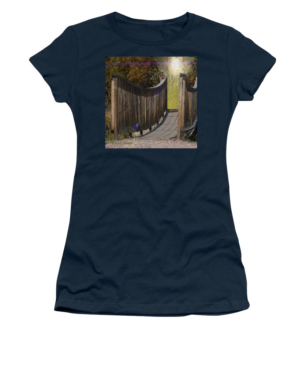 Wooden Bridge Women's T-Shirt featuring the digital art Bridge to Forever by Kae Cheatham