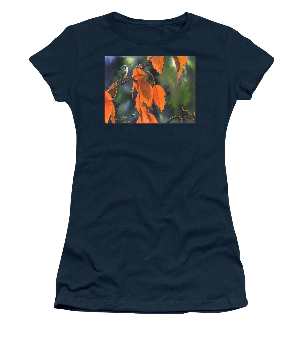 Leaves Women's T-Shirt featuring the painting Bright Orange Leaves by Catherine G McElroy