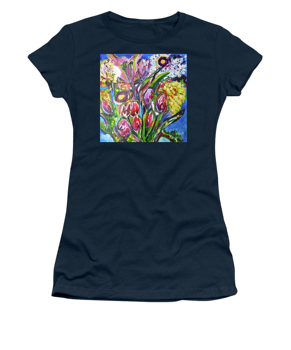 Flowers Women's T-Shirt featuring the painting Brilliant Bouquet by Catherine Gruetzke-Blais