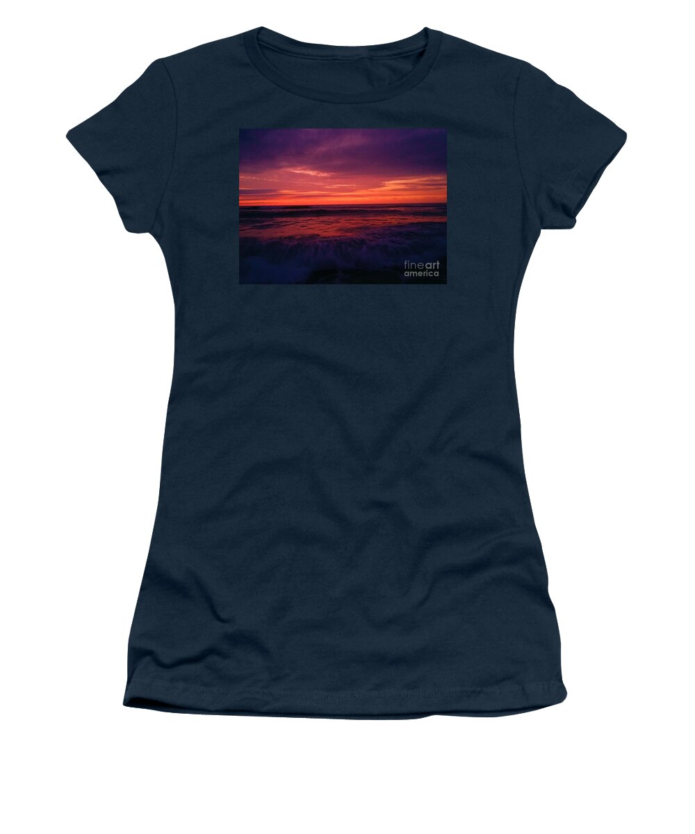 Brilliant Sky Women's T-Shirt featuring the photograph Brilliant morning surf by Julianne Felton