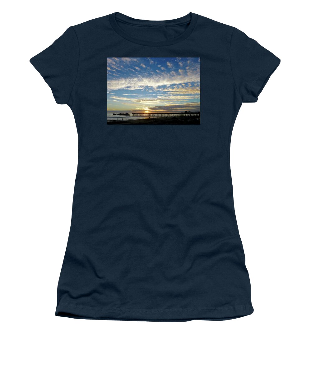 Cement Ship Women's T-Shirt featuring the photograph Brilliant Sunset Seacliff, CA by Amelia Racca