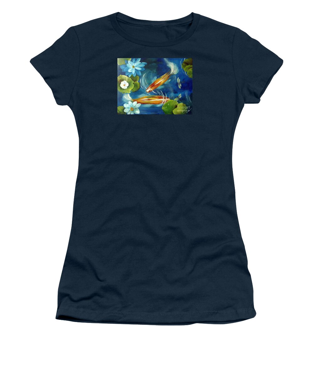 Koi Women's T-Shirt featuring the painting Bubble Maker by Carol Sweetwood