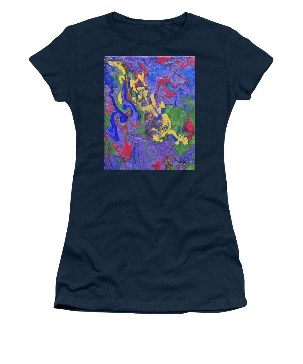 Bronco Women's T-Shirt featuring the painting Bucking Bronco by Donna Blackhall