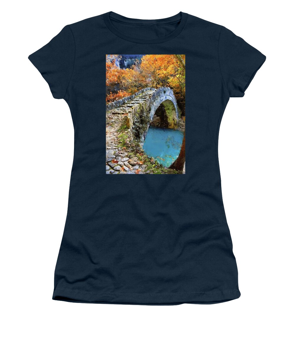 Impressive Natural Landscape Women's T-Shirt featuring the painting Bucolic Paradise - 13 by AM FineArtPrints