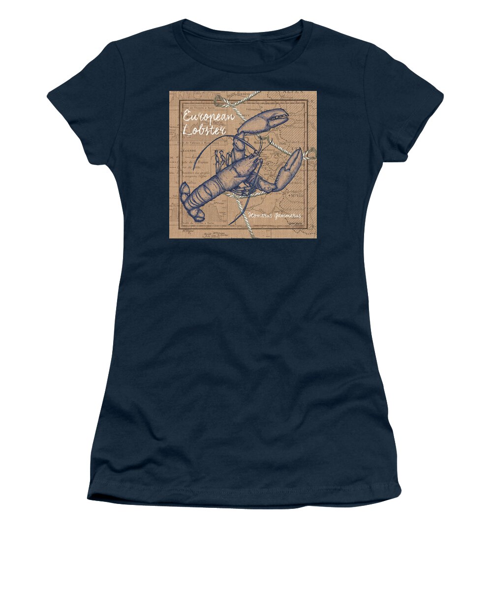 Lobster Women's T-Shirt featuring the mixed media Burlap Lobster by Debbie DeWitt