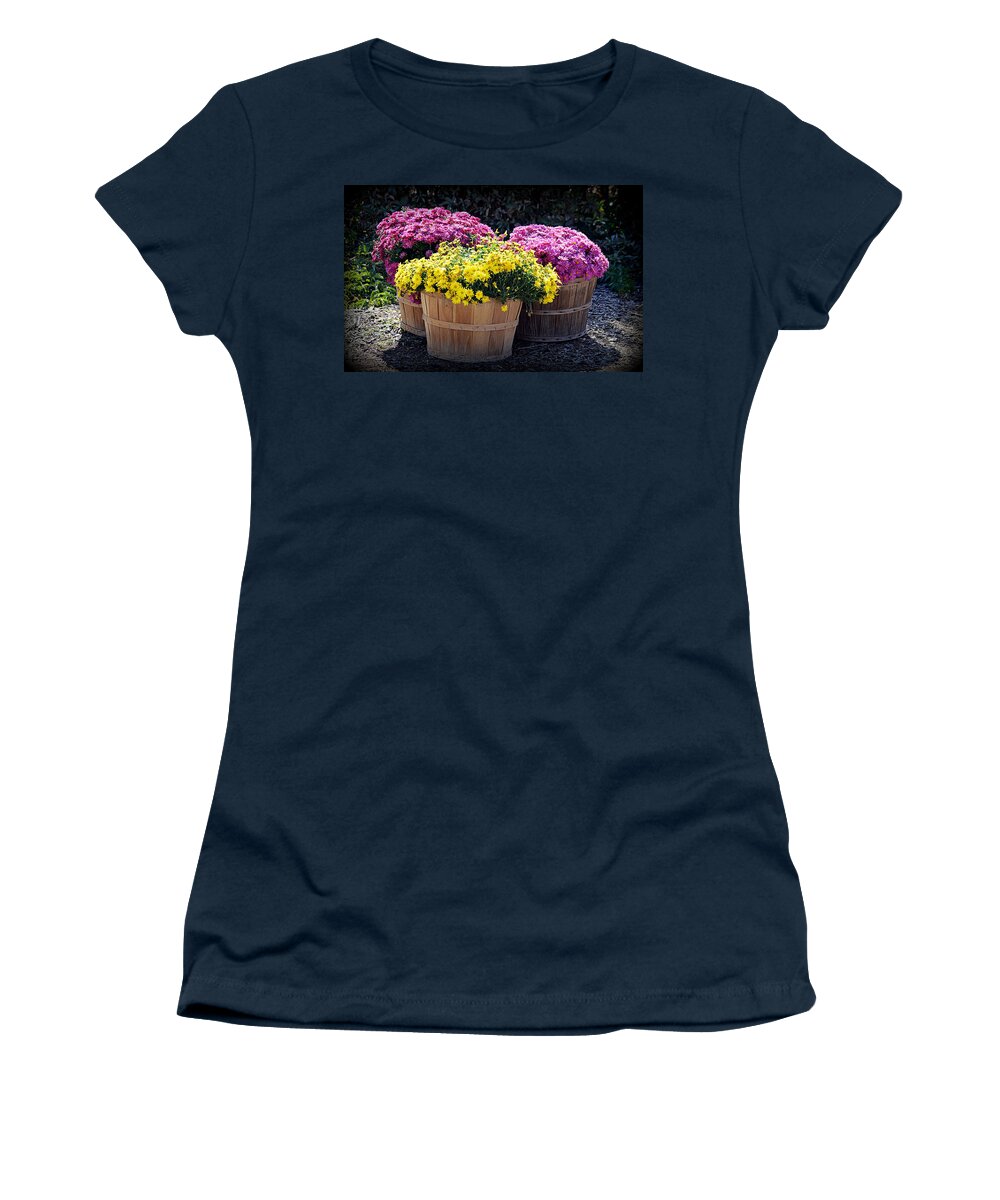 Flowers Women's T-Shirt featuring the photograph Bushels of Fall Flowers by AJ Schibig