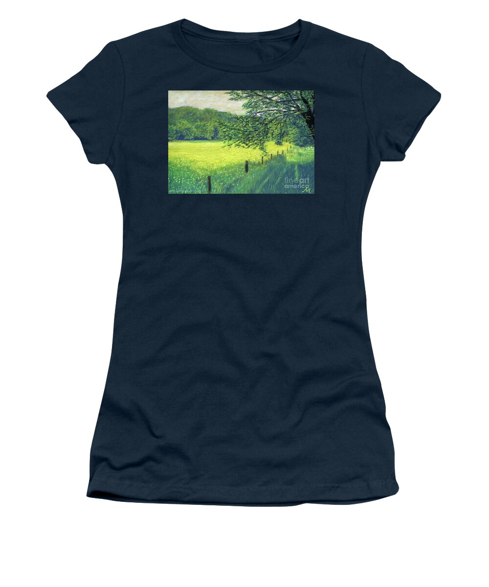 Buttercups Women's T-Shirt featuring the pastel Buttercups in Field by Edward McNaught-Davis