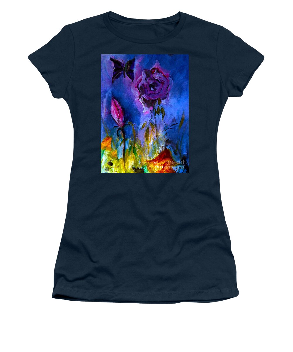 Fantasy Women's T-Shirt featuring the painting Butterfly Nights by Lisa Kaiser