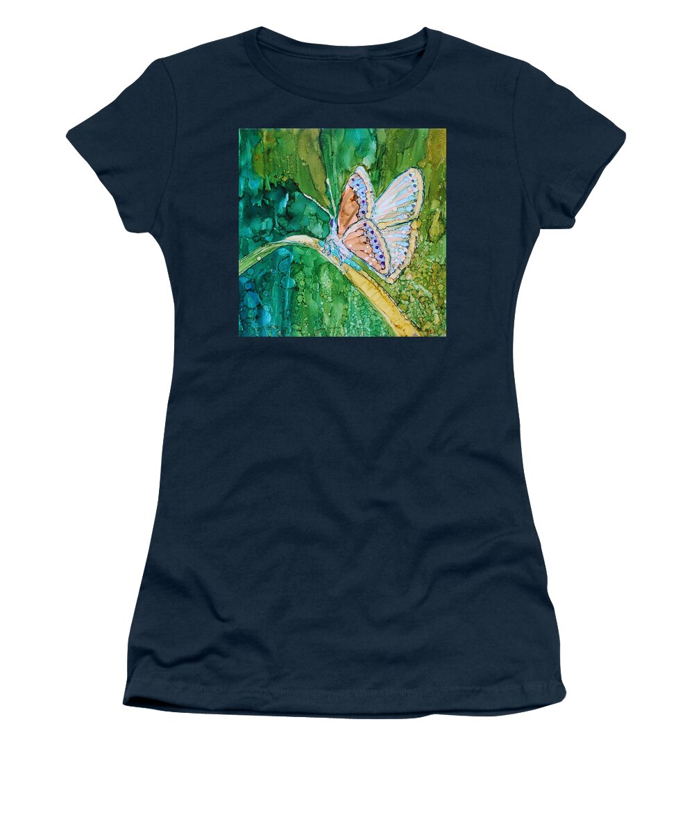 Butterfly Women's T-Shirt featuring the painting Butterfly by Ruth Kamenev