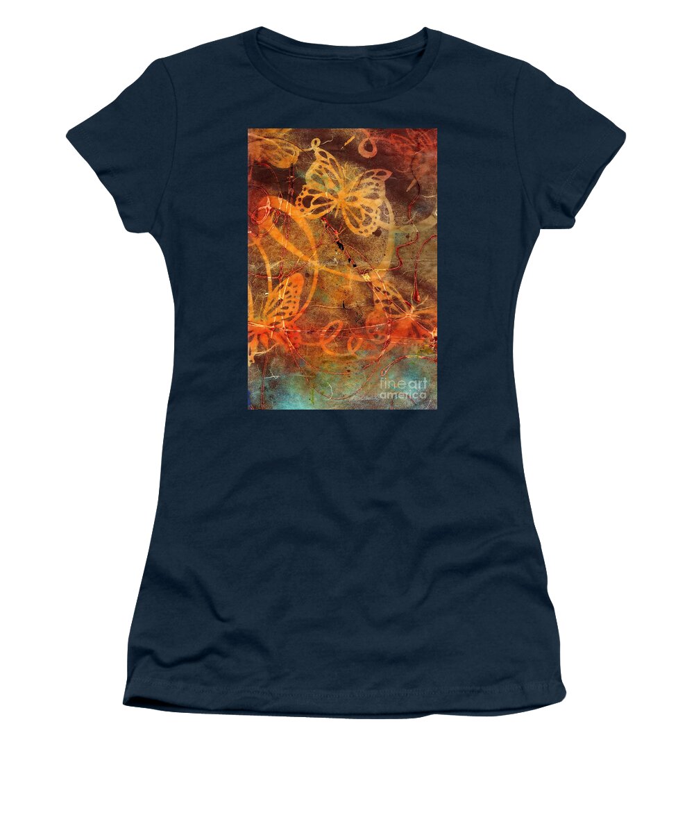 Acrylic Women's T-Shirt featuring the mixed media Butterfly Sun Dance by Angela L Walker