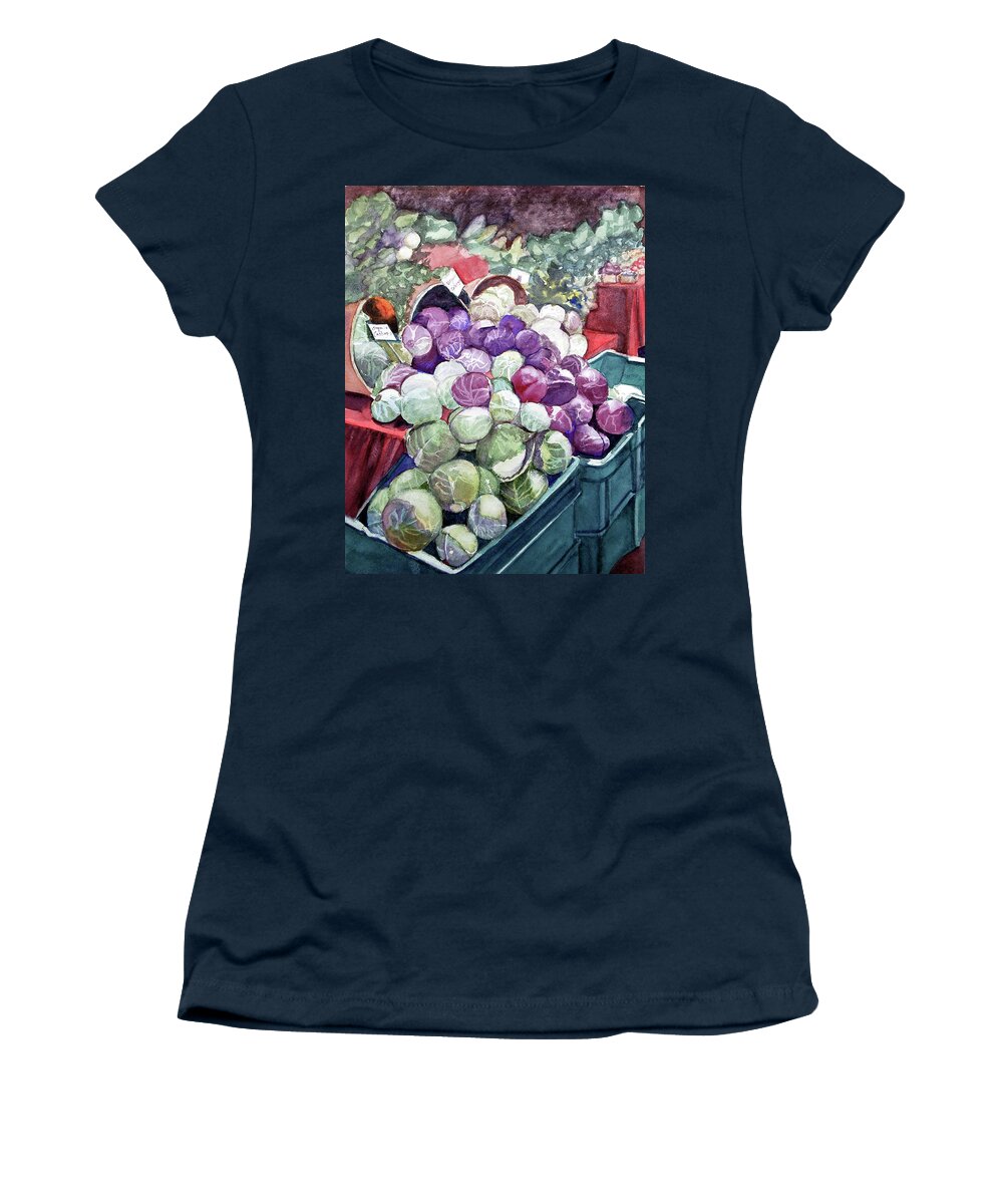 Cabbages Women's T-Shirt featuring the painting Cabbage Patch by Lynne Atwood