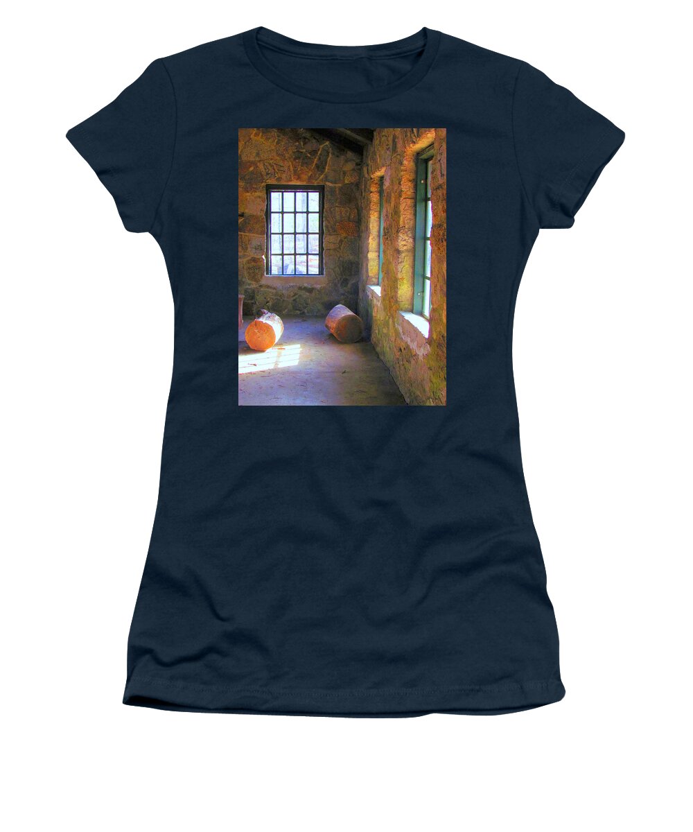 Cabin Women's T-Shirt featuring the photograph Windows in the Woods by Lori Lafargue