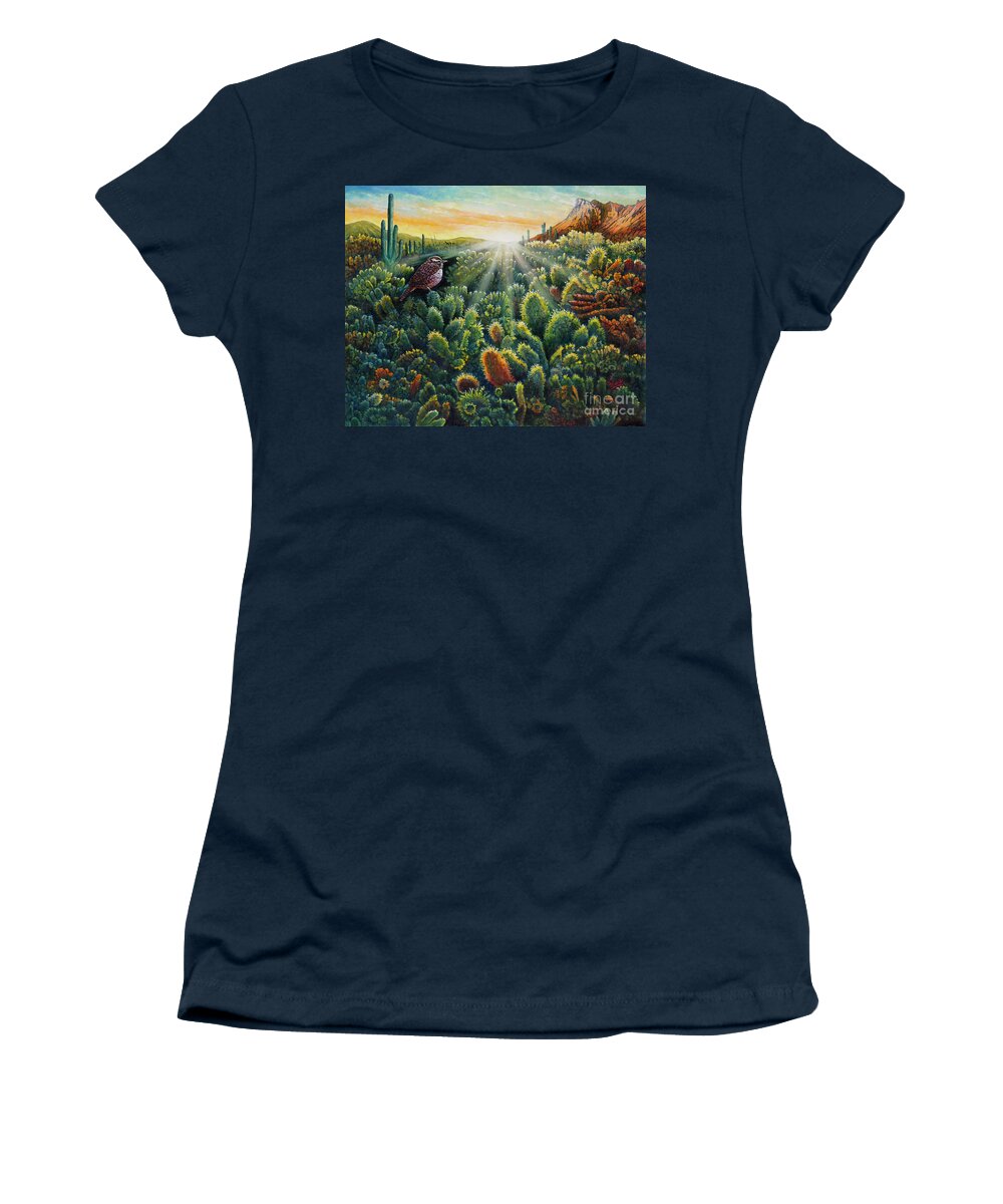 Cactus Wren Women's T-Shirt featuring the painting Cactus Wren by Michael Frank