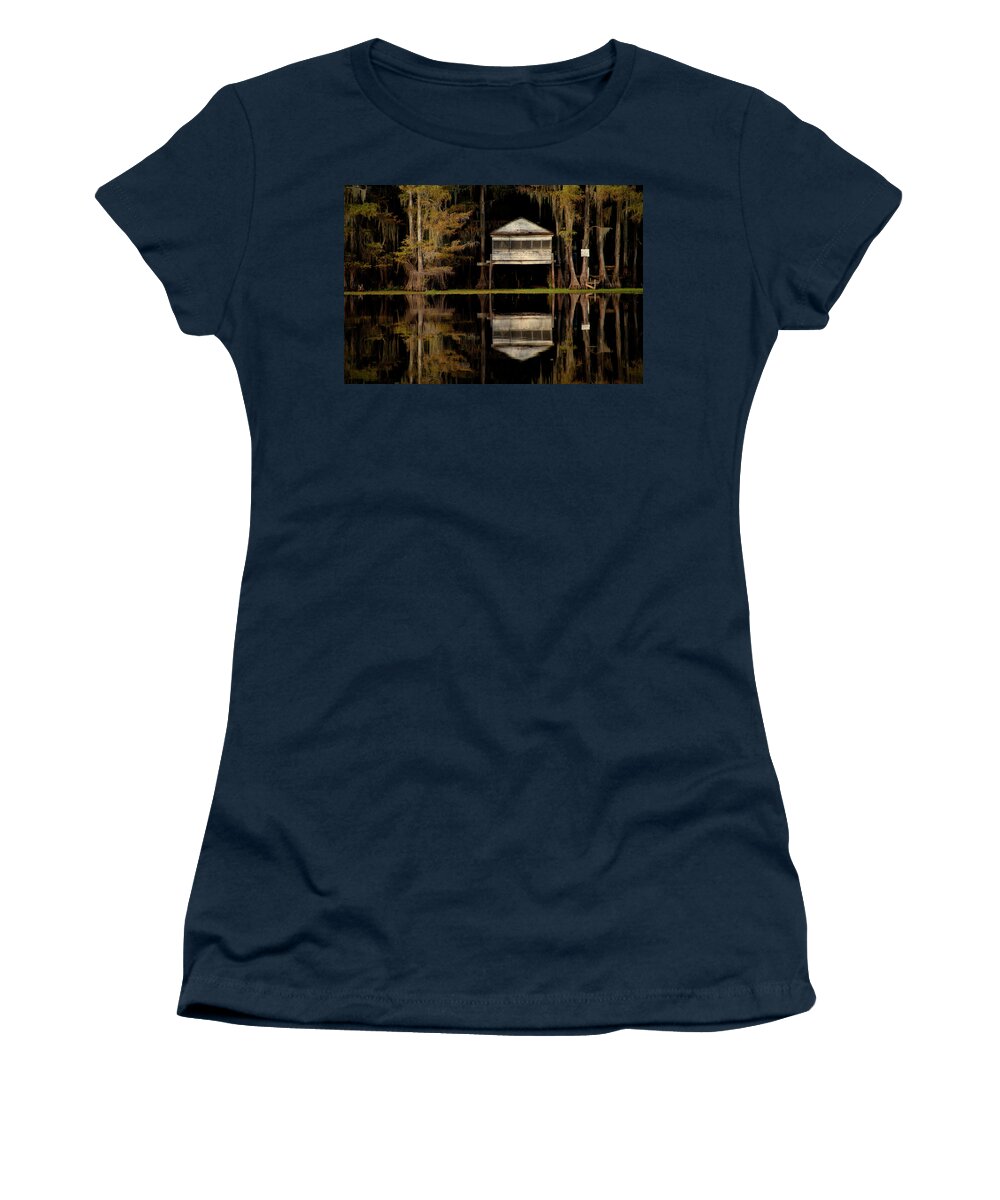 Boat House Women's T-Shirt featuring the photograph Caddo Lake Boathouse by David Chasey