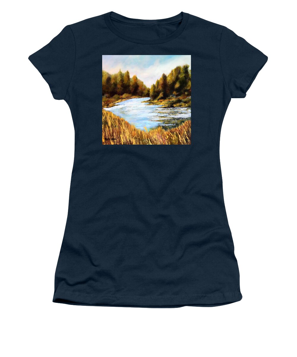 Oregon Women's T-Shirt featuring the painting Calapooia River by Marti Green