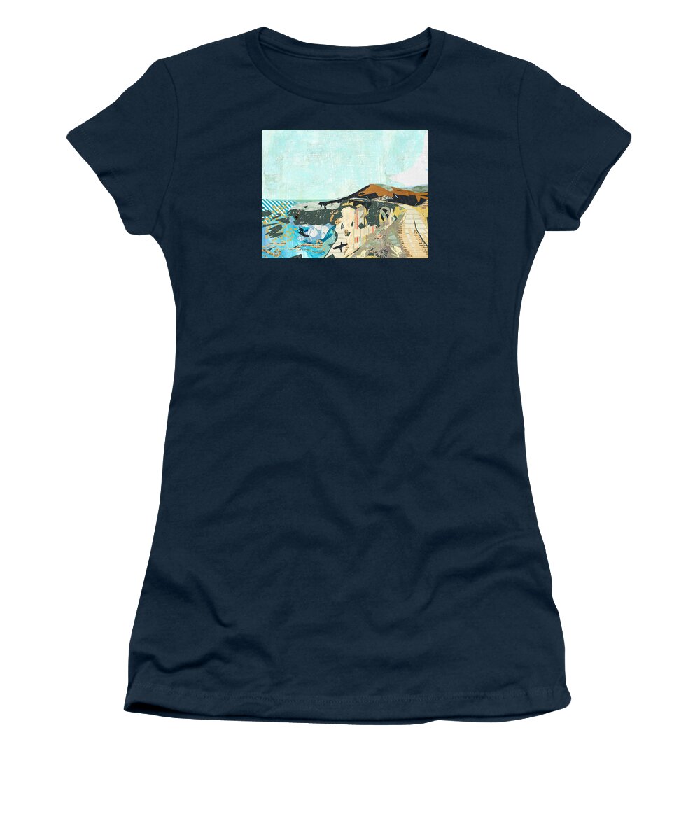 California Coast Collage Women's T-Shirt featuring the mixed media California Coast Collage by Claudia Schoen