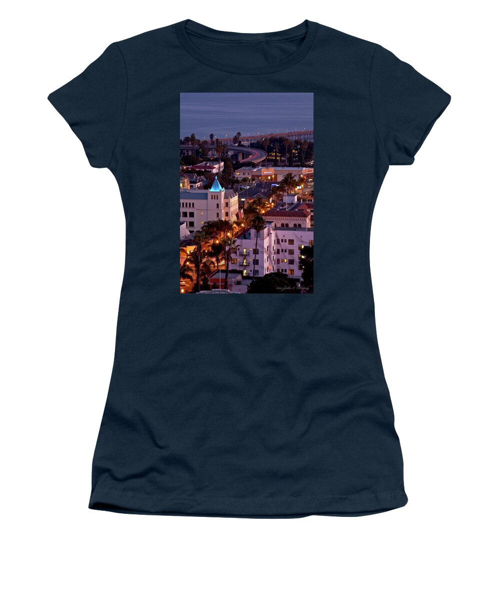 Ventura Women's T-Shirt featuring the photograph California Street at Ventura California by John A Rodriguez