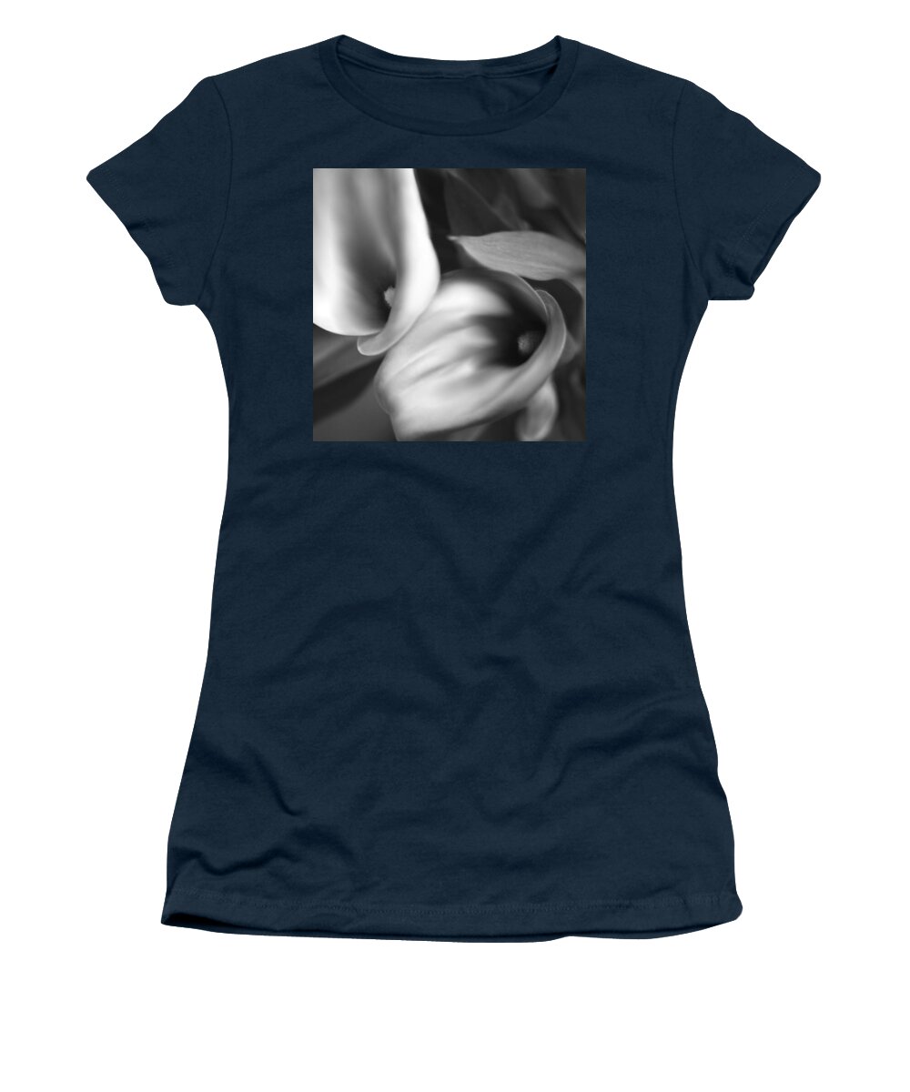Calla Lilies Women's T-Shirt featuring the photograph Calla Lilies2 in Square Black and White by Sally Bauer