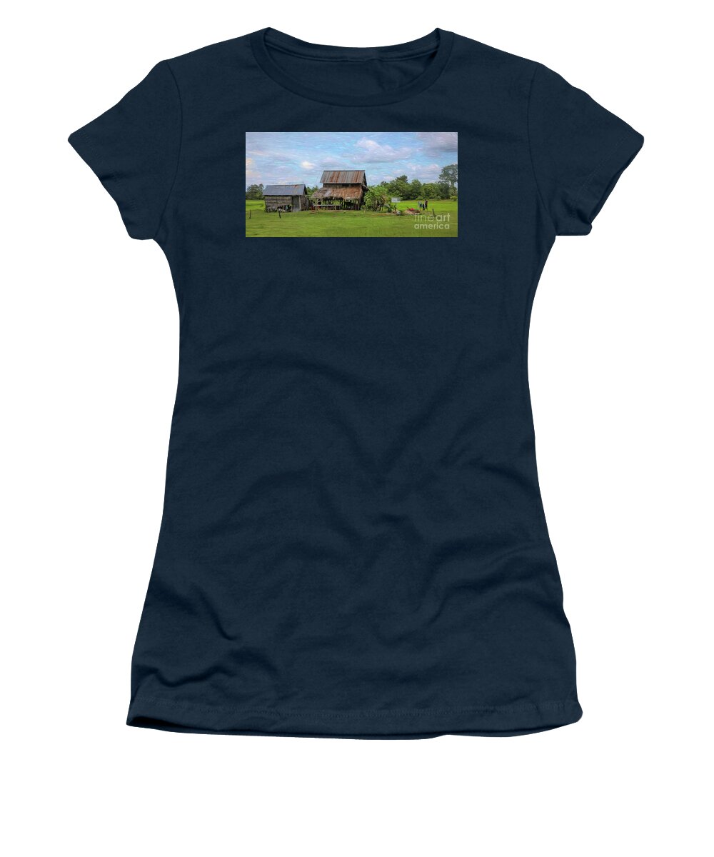 Cambodia Women's T-Shirt featuring the digital art Cambodia Home Landscape Paint by Chuck Kuhn