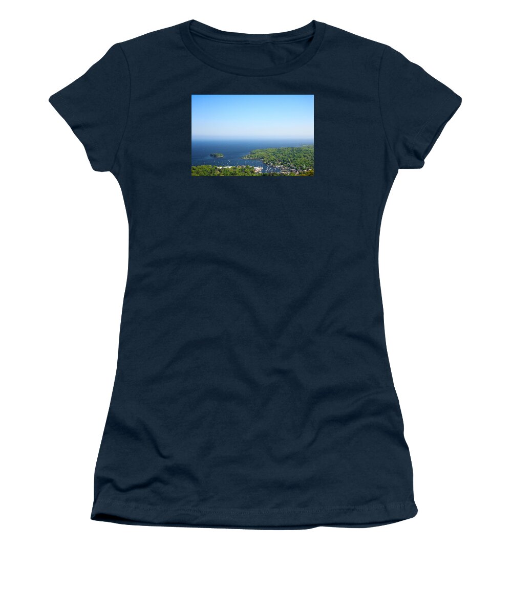 Camden Women's T-Shirt featuring the photograph Camden Harbor from Mount Battie Overlook by Joni Eskridge
