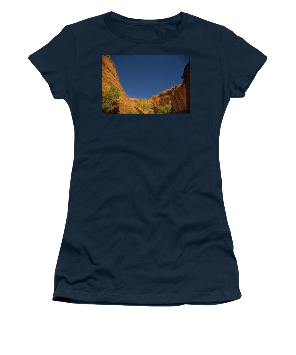 Coyote Gulch Women's T-Shirt featuring the photograph Canyons and Stars by Kunal Mehra